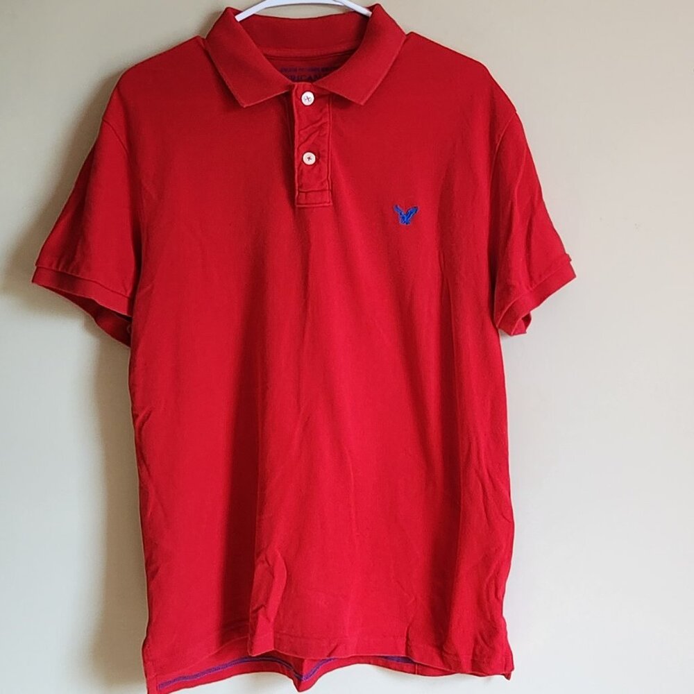 American Eagle Outfitters - Men's Red Polo Shirt Size Large